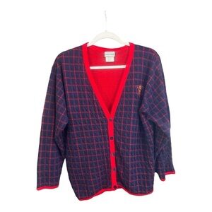 + Andover Vintage Made in the USA Plaid Preppy Academia Cardigan Size Large PA1